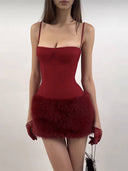 Exquisite Fashion Sexy Suspender Wrapped Chest Plush Hip Dress