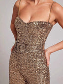 Wide Waistband Sequined Jumpsuit