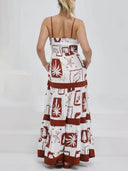 Elegant Ruffled With Floral Print Maxi Dress