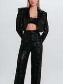 Classic Fashion Sequin High Waist Pocket Pants