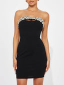 Elegant Faux Diamond Cutout Temptation Mini Dress