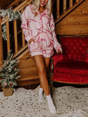 Christmas Satin Print Home Wear Pajamas Set