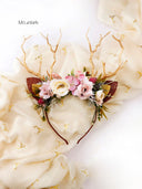 Burgundy Spring Christmas Reindeer Headband