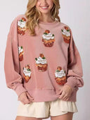 Christmas Cake Sequined Pullover Sweatshirt
