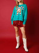 Sweet Sequined Long Sleeve Christmas Sweatshirt