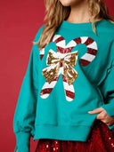 Sweet Sequined Long Sleeve Christmas Sweatshirt