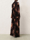 Illustration Print Pleated Wide-leg Pants