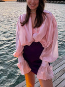 Sweet And Fresh Loose Lapel Lantern Sleeve Shirt