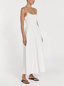 Fashionable Spaghetti Strap Solid Color Slit Midi Dress