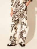 Exquisite Floral Print Elastic Loose Pocket Wide Leg Pants