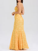 Elegant Jacquard Sexy Sling Fishtail Maxi Dress