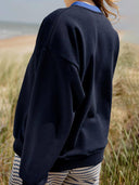 Funny Casual Style Lobster Embroidery Round Neck Sweatshirt