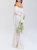 Elegant One Shoulder Lace Fishtail Maxi Dress