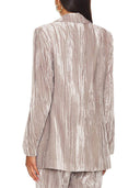 Classic Crushed Velvet Long Sleeve Single Button Blazer