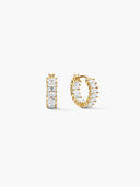 Emerald Cut Sapphire Line Huggies