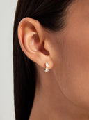 Pear Sapphire Cluster Huggies