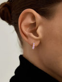 Silver Pink Sapphire Huggies