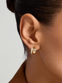 Silver Pave Bold Double Hoops