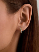 Mixed Cross Half Pave Sapphire Huggies