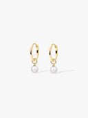 Silver Pearl Charm Hoops