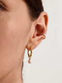 Silver Pearl Charm Hoops