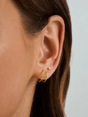 Solitaire Sapphire Double Hoops