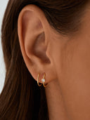 Solitaire Sapphire Double Hoops