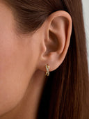 Cross Half Pave Sapphire Huggies