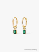 Emerald Cut Gemstone Hoop Charm