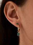 Emerald Cut Gemstone Hoop Charm
