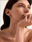 Emerald Cut Gemstone Hoop Charm