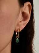 Emerald Cut Gemstone Hoop Charm