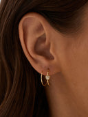 Pave Heart Double Hoops