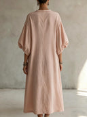 Elegant Embroidered V-Neck Batwing Sleeve Maxi Dress