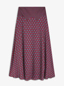 Retro Print Scarf Neck Top & Flowing Maxi Skirt Two-Piece Set