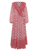Retro Geometric Print Tiered Bohemian Beach Maxi Dress