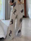 Exquisite Tropical Leaf Print Shirt & Pants Two-Piece Set