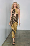 Halter-Neck Printed Maxi Dress