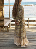 Retro Casual Print V-Neck Tiered Flowing Beach Maxi Dress