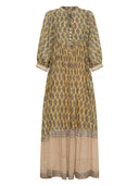 Retro Casual Print V-Neck Tiered Flowing Beach Maxi Dress