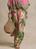 Bohemian Tropical Print Loose Batwing Sleeve Shirt