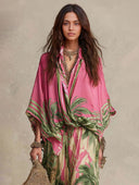 Bohemian Tropical Print Loose Batwing Sleeve Shirt