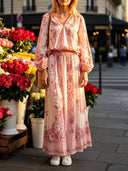 Elegant Retro Ethnic Print Two-Piece Dress