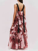 Exquisite Layered Floral Print Ruffled Maxi Dress