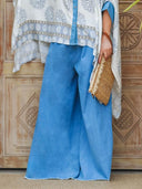 Casual Geometric Print Batwing Sleeve Lapel Shirt & Jeans Two-Piece Set