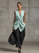 Casual Twist Front V-Neck Top & Pants Two-Piece Set