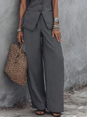 Minimalist Slim Fit Striped Vest Two-Piece Set