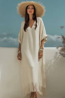 V-Neck Tassel Design Maxi Dress