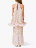Elegant Floral Print Halterneck Cape Chiffon Top