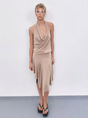 Sexy Draped Asymmetrical Hem Mini Dress